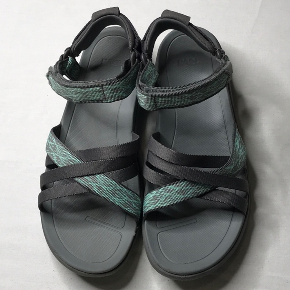 Teva Gray and Aqua Sandals with Adjustable Straps Women’s 10